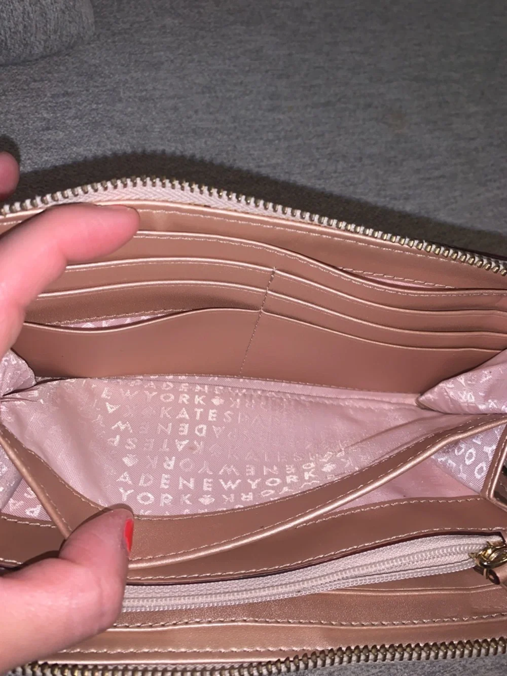 Kate Spade New York Wellesley Neda Metallic Rose Gold Leather Long Zip Wallet - Picture 13 of 16